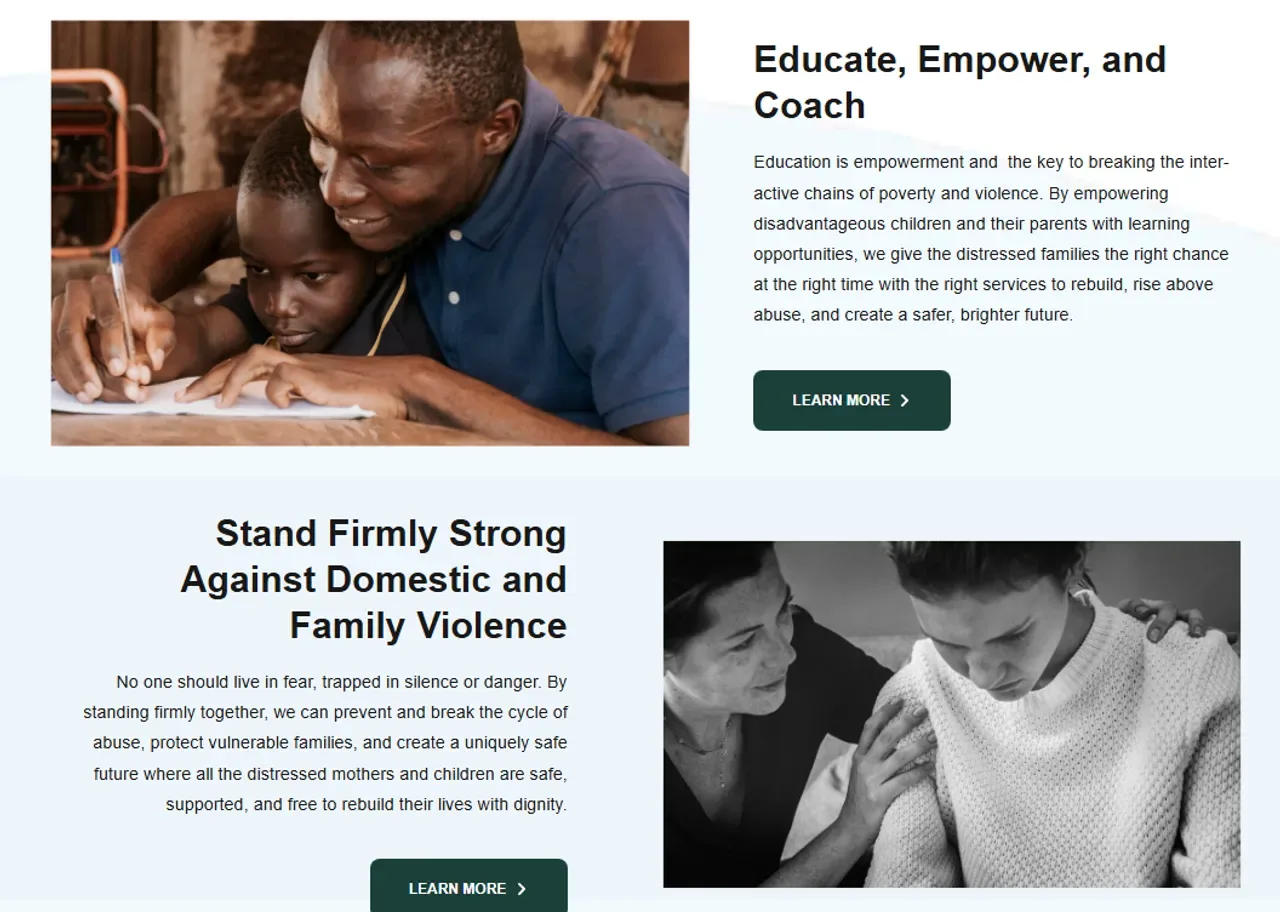 Content sections on the Chiefs of Century site: 'Educate, Empower, Coach' and their stand against domestic and family violence