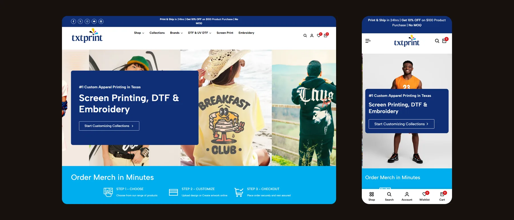 TxTPrint, a Shopify + Design App project by 61WEB