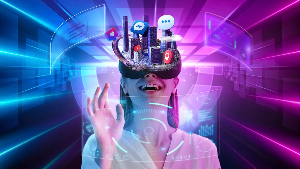 Image of Metaverse AR/VR that allows businesses to provide interactive and immersive experiences. This year digital marketing trends - AR/VR technology is more accessible than ever, making it a valuable tool for small businesses.